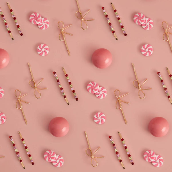 Holiday Gemstone & Bow Bobby Pins 4pc Set