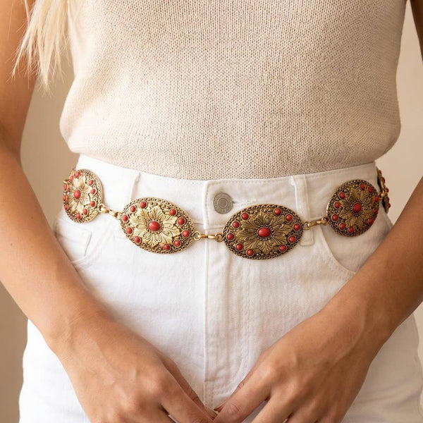 Langley Oval Concho Chain Belt