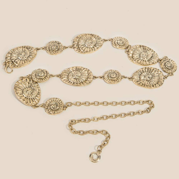 Seashell Disc Chain Belt - Gold
