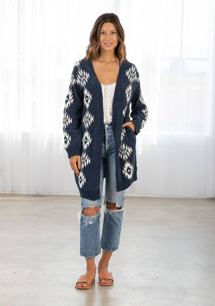Beth Southwestern Open Front Cardigan