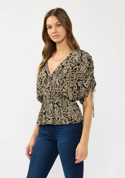 Maisie Ruched Sleeve Peplum Top