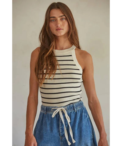 Olivia Knit Ribbed Striped Tank Top