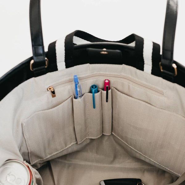 Woven Tiffany Organizer Tote Bag - Checkered Black