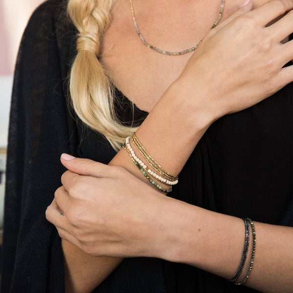 Delicate Stone Wrap Bracelet/Necklace: Moonstone - Stone of Balance