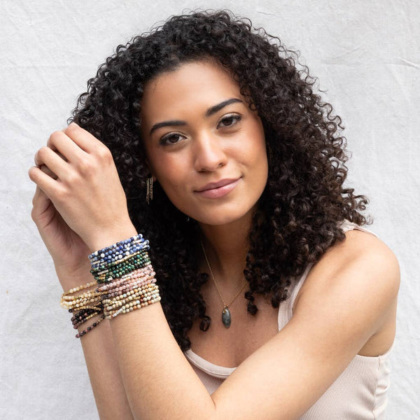 Stone Wrap Bracelet/Necklace: Mother of Pearl/Gold - Stone of Prosperity
