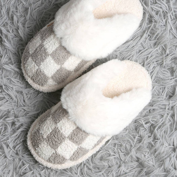 Checkered Mule Slipper - Grey