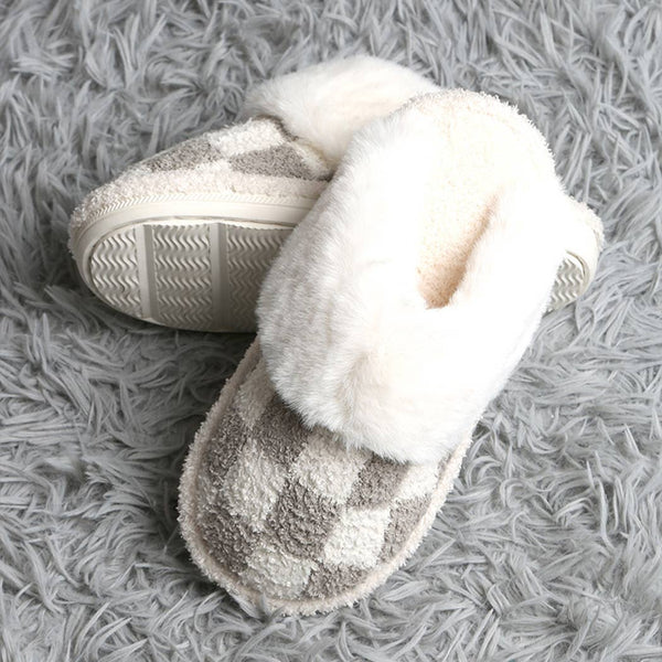 Checkered Mule Slipper - Grey