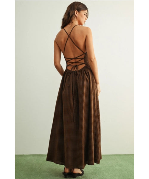 In the Grove Strappy Back Maxi Dress - Black/Brown