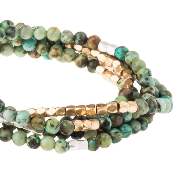 Stone Wrap Bracelet/Necklace: African Turquoise - Stone of Transformation