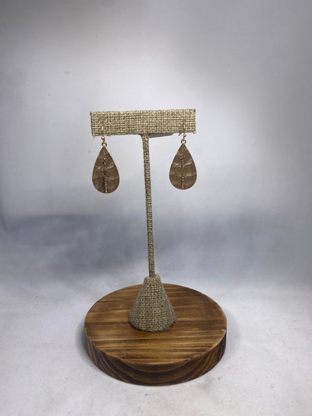 Crystal Striped Teardrop Earrings - Gold