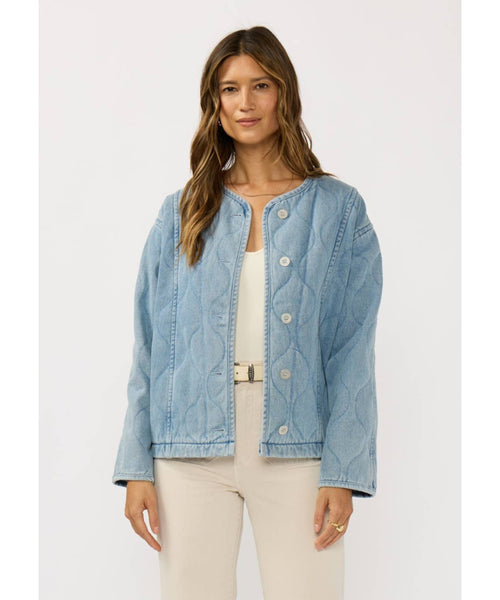 Donni Quilted Denim Jacket With Pockets
