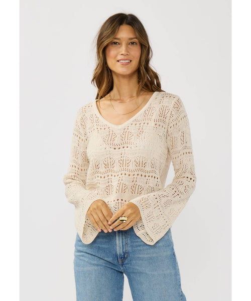 Jazzlyn V-Neck Crochet Knit Top