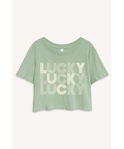 Lucky Cropped Graphic Tee - Mint