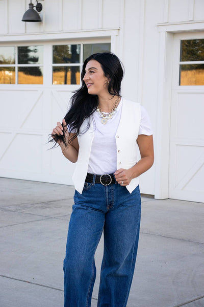 Wide Braided Leather Belt - Black