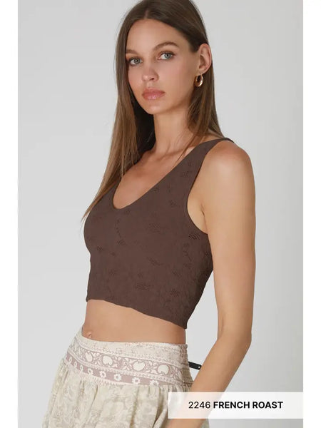 Lace V Neck Tank Top - Multiple Colors