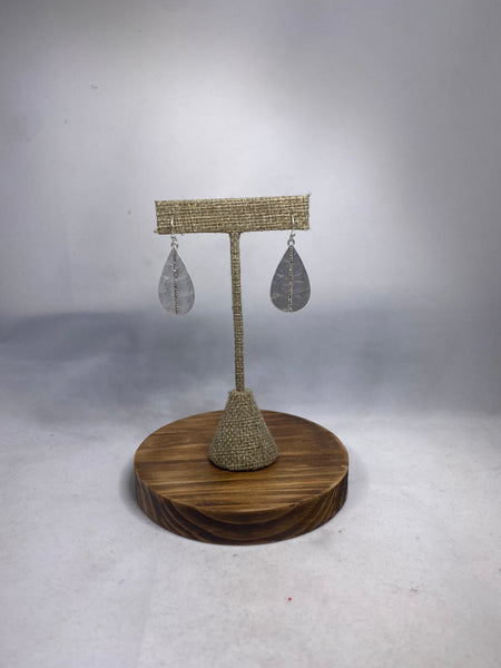 Crystal Striped Teardrop Earrings - Silver