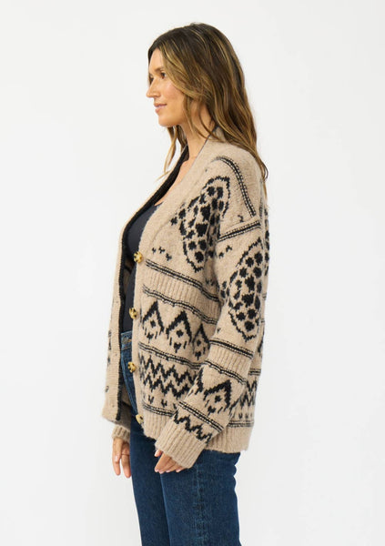 Kaya Tribal Button Front Sweater Cardigan