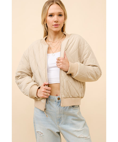 Reversible Fleece Quilted Bomber Jacket