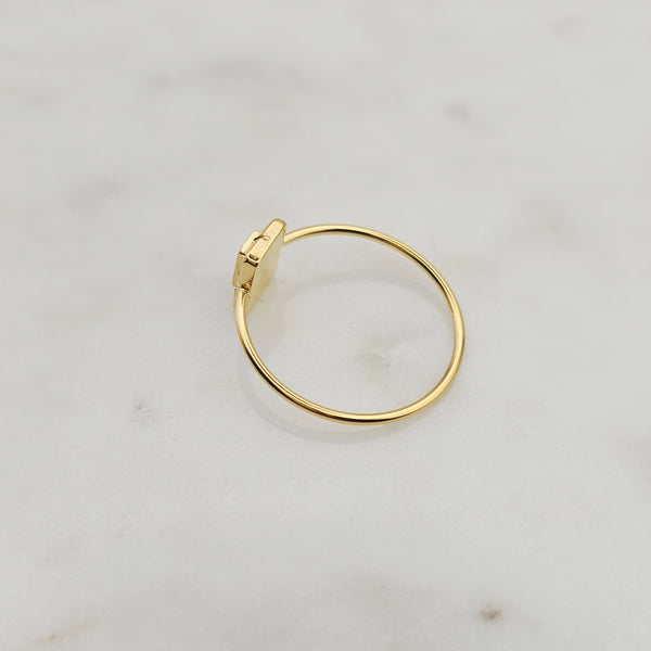 Small Gold Bar Ring w/small Rectangle CZ - Size 7