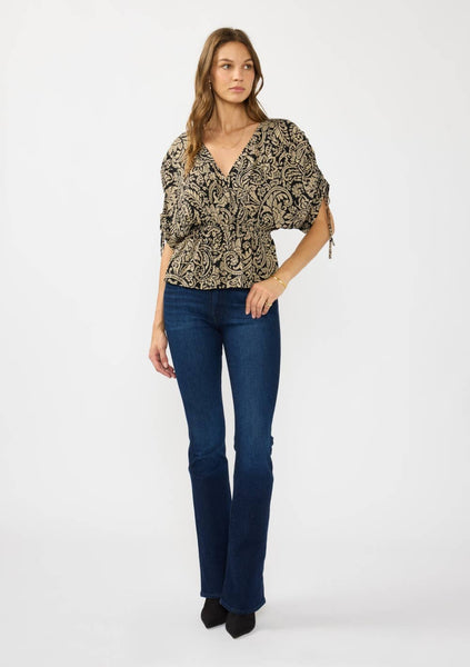 Maisie Ruched Sleeve Peplum Top