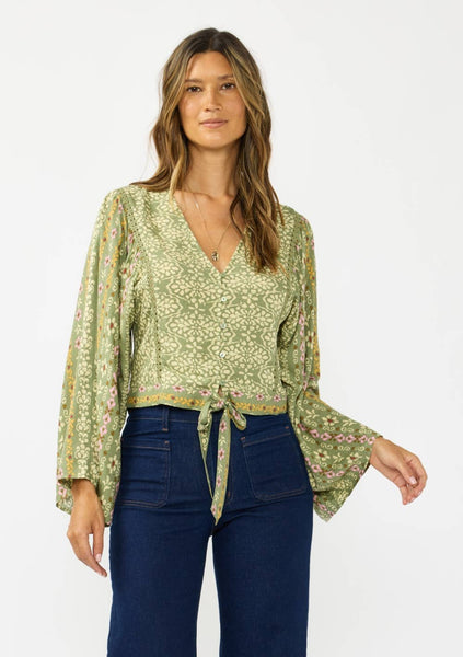 Daphne Button-Down Tie Front Blouse