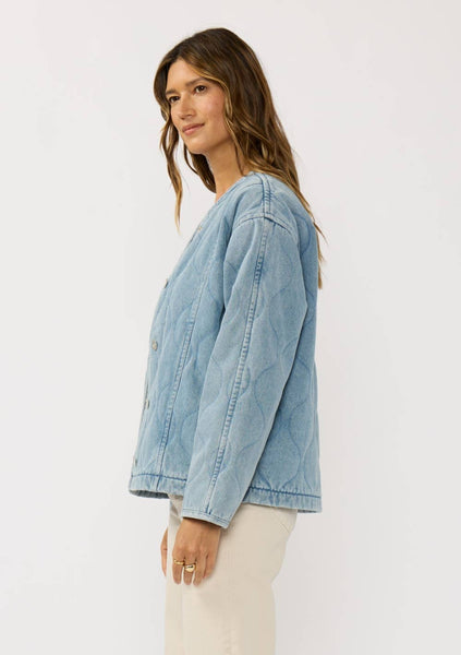 Donni Quilted Denim Jacket With Pockets