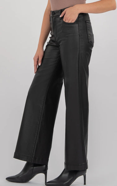 Meg Mid Rise Vegan Leather Denim - Black