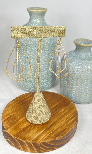 Mixed Metal Tripple Spinner Drop Earrings