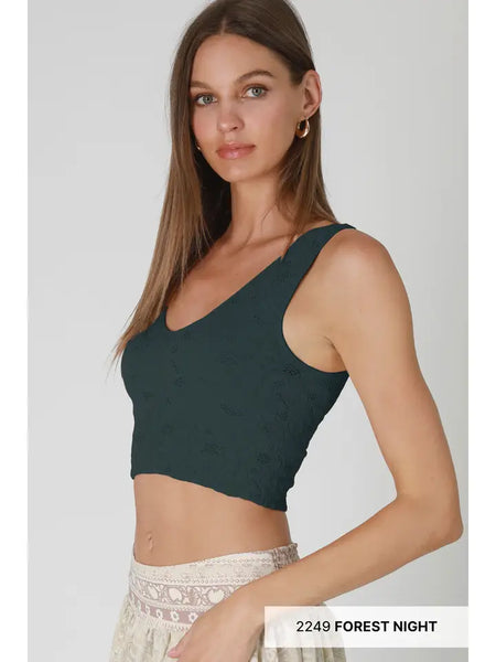 Lace V Neck Tank Top - Multiple Colors