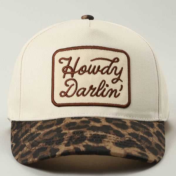 Howdy Darlin Embroidered Patch Leopard Trucker Hat