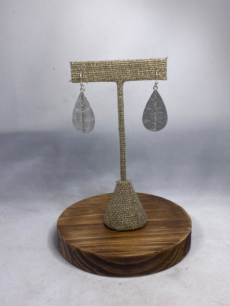 Crystal Striped Teardrop Earrings - Silver