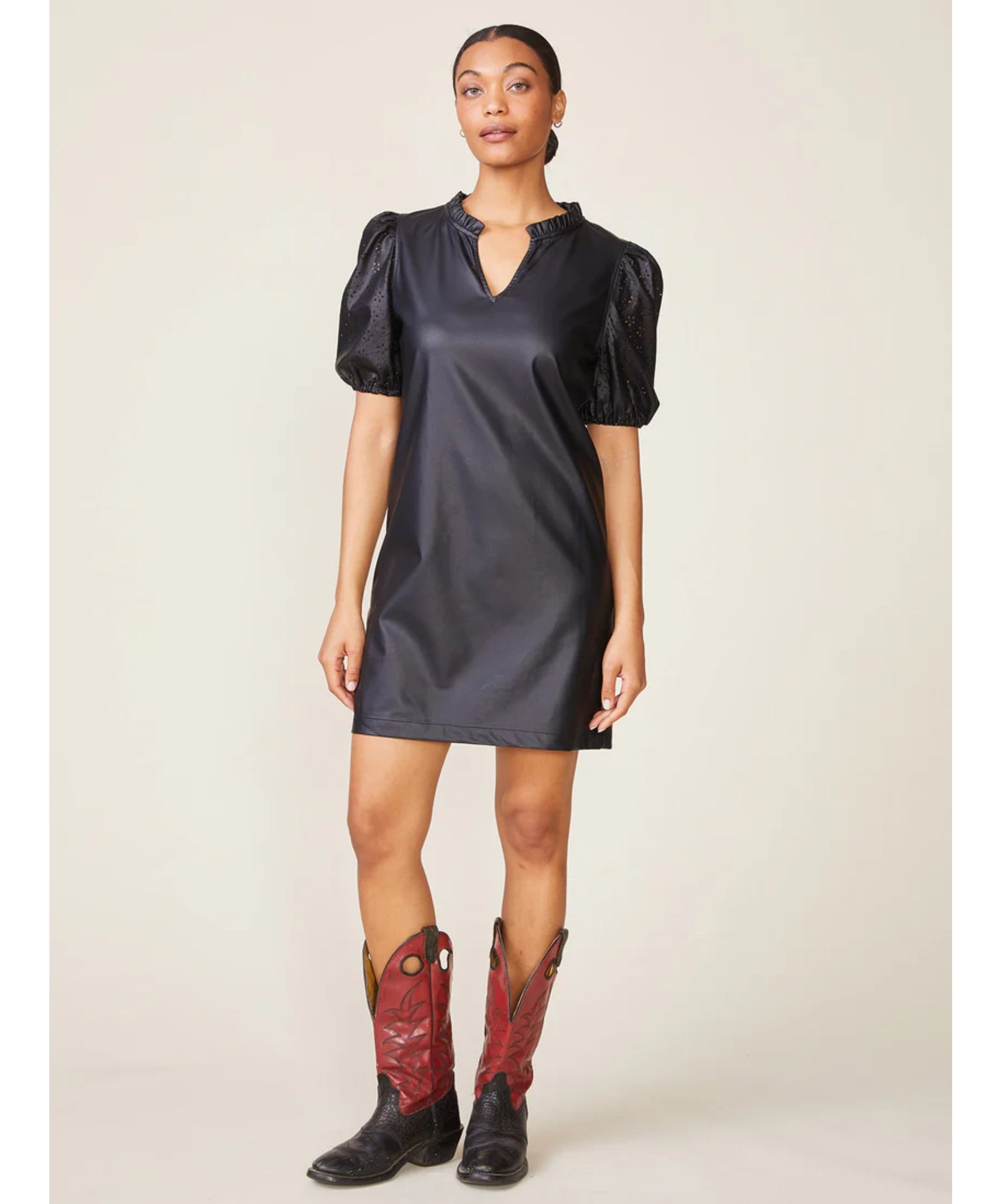 Isabella Vegan Leather Dress - Black