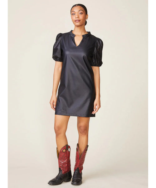 Isabella Vegan Leather Dress - Black