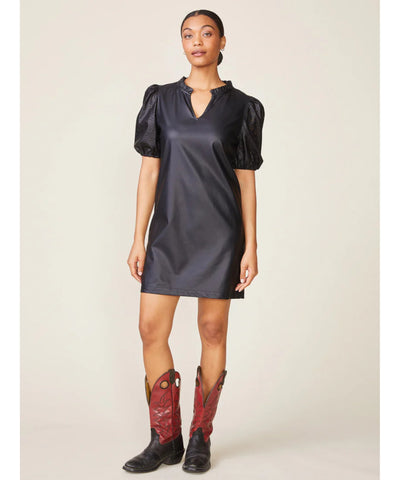 Isabella Vegan Leather Dress - Black