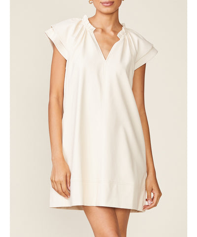 Isabella Vegan Leather Dress - Ivory