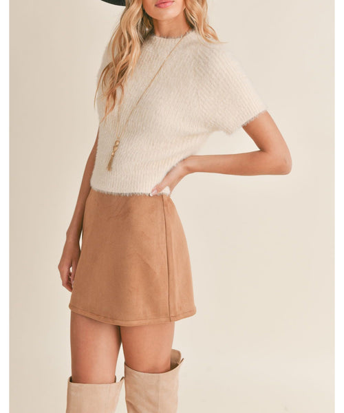 Ora Ribbed Short Sleeve Sweater - Cream