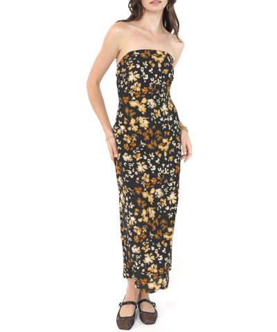 Rozalyn Floral Strapless Midi Dress