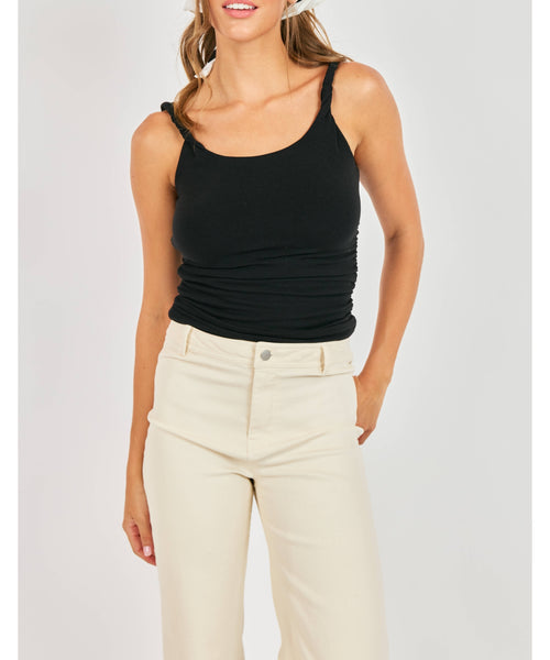 Sadie Twisted Strap Tank Top - Black