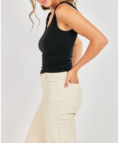 Sadie Twisted Strap Tank Top - Black