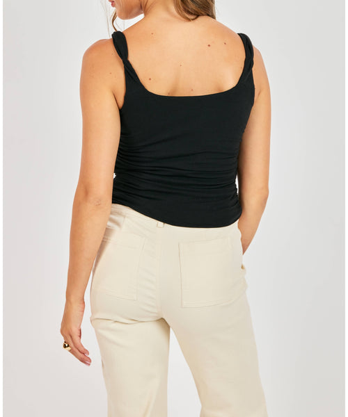 Sadie Twisted Strap Tank Top - Black