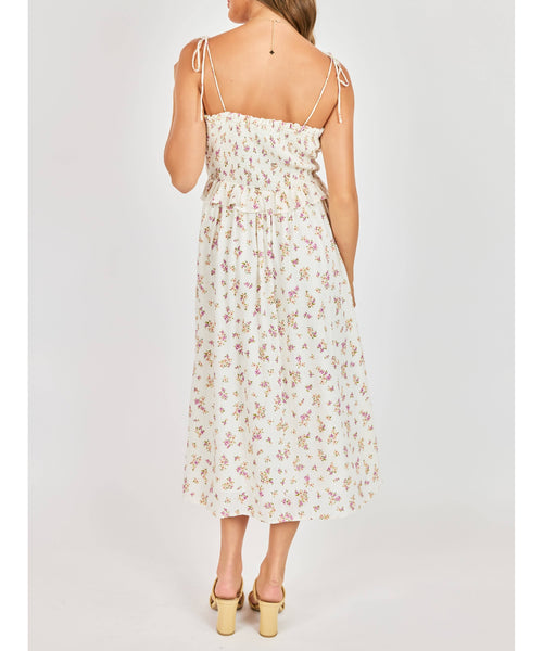 Blooming Floral Tie Strap Midi Dress
