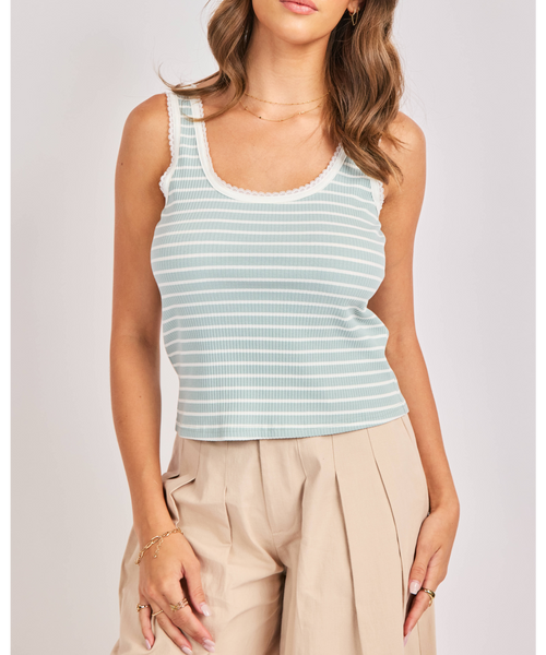 Throwback Striped Tank - Mint