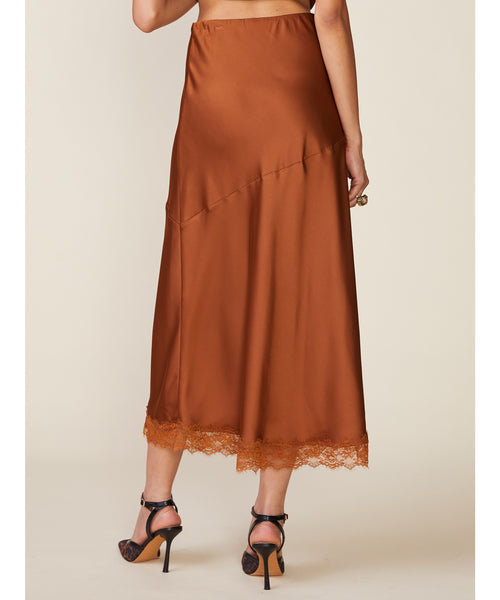 Hannah Satin Lace Trim Skirt