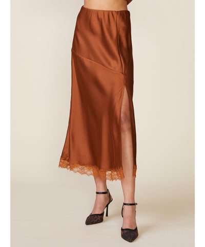 Hannah Satin Lace Trim Skirt