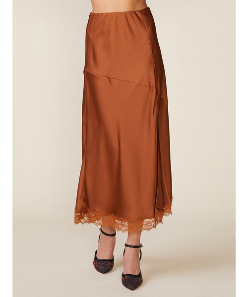 Hannah Satin Lace Trim Skirt