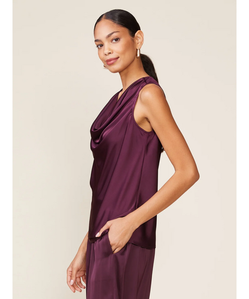 Shine Bright Satin Cowl Neck Top