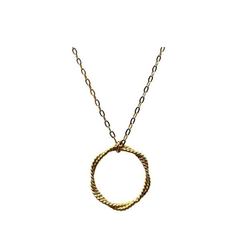 Textured Gold Circle Necklace