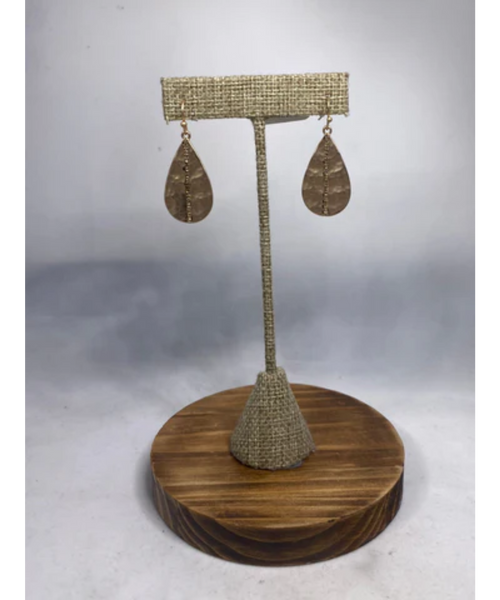 Crystal Striped Teardrop Earrings - Gold