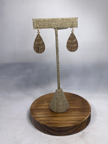Crystal Striped Teardrop Earrings - Gold