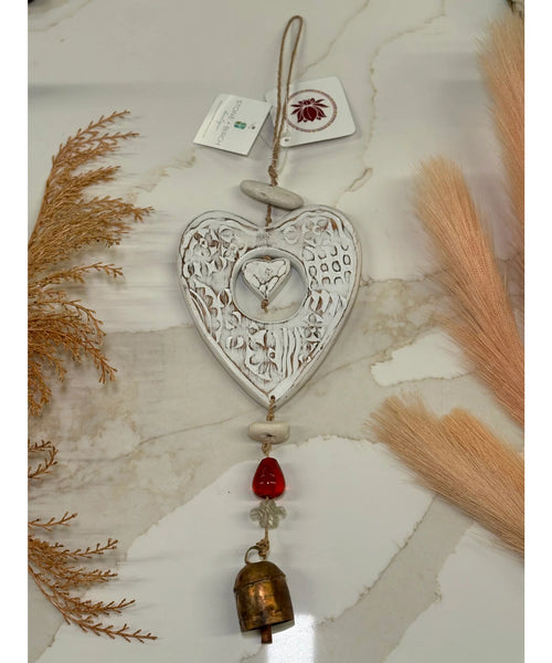 Heart in Heart Wood & Glass Windchime